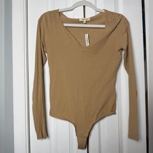 Madewell Camel Long Sleeve Bodysuit